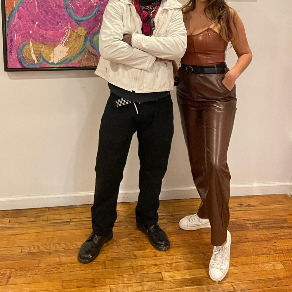 Brown pleather pants